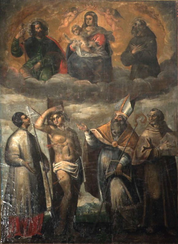 Ambito bergamasco sec. XVII, Madonna con Bambino e santi