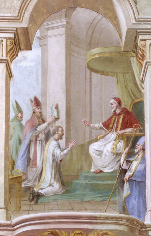 Ambito bergamasco sec. XVII, S. Patrizio consacrato vescovo
