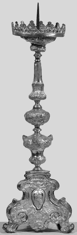 Ambito lombardo-veneto sec. XVII-XVIII, Candeliere da altare con santi 4/6