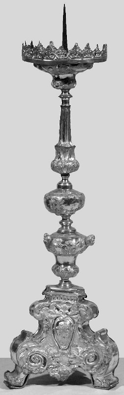 Ambito lombardo-veneto sec. XVII-XVIII, Candeliere da altare con santi 5/6