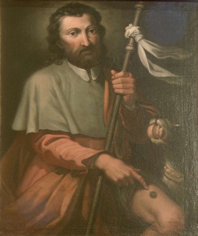 Ambito lombardo sec. XIX, San Rocco ad olio su tela