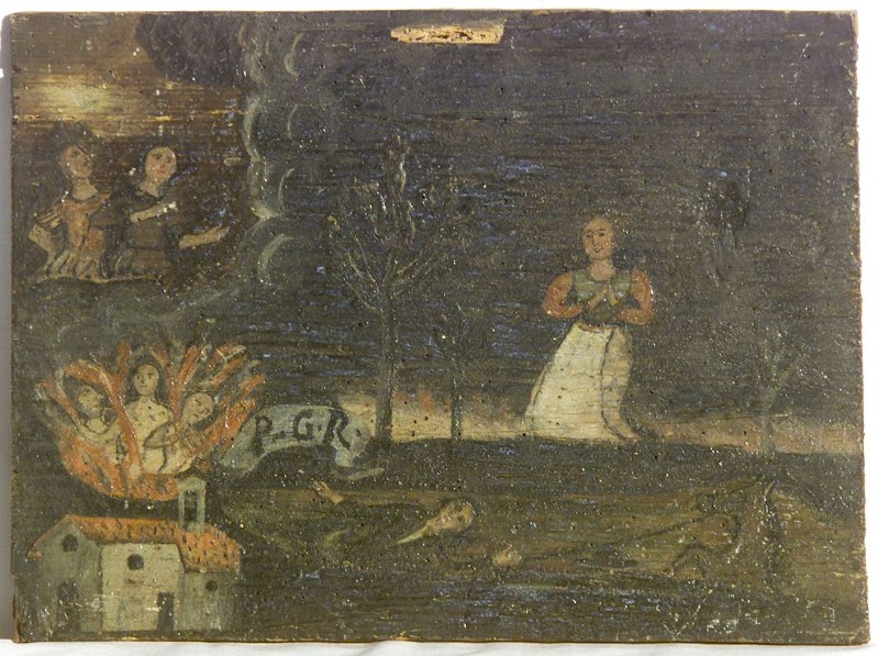 Ambito bergamasco sec. XIX, Ex voto dipinto ad olio su tavola