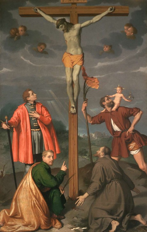 Moroni G.B. sec. XVI, Gesù Cristo crocifisso e santi