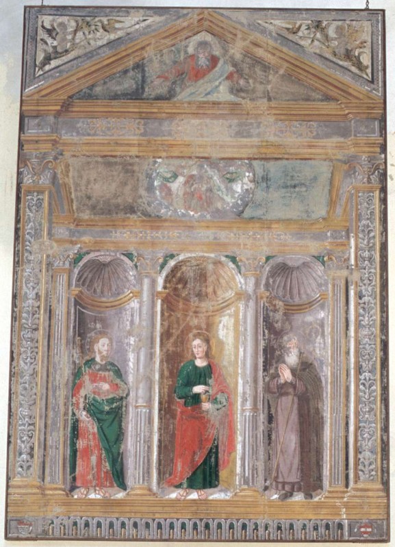 Ambito lombardo sec. XVI-XVII, S.Giacomo con S.Giovanni Ev. e S. Antonio ab.
