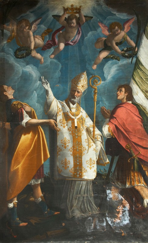 Ambito lombardo sec. XVII, Sant'Ambrogio tra i Santi Gervasio e Protasio