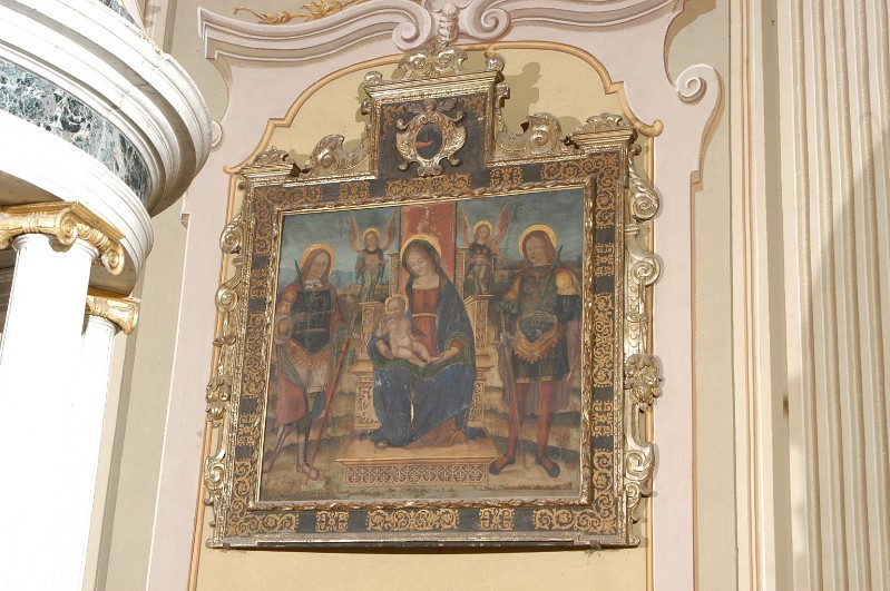 Bottega lombarda seconda metà sec. XV, Madonna in trono con Bambino tra Santi