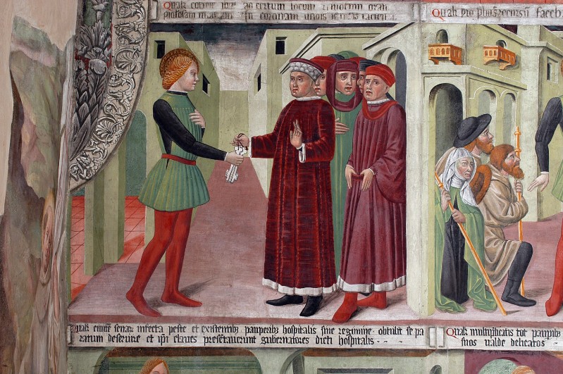 Gian Giacomo da Lodi (1476-1477), S. Bernardino riceve le chiavi dell'ospedale