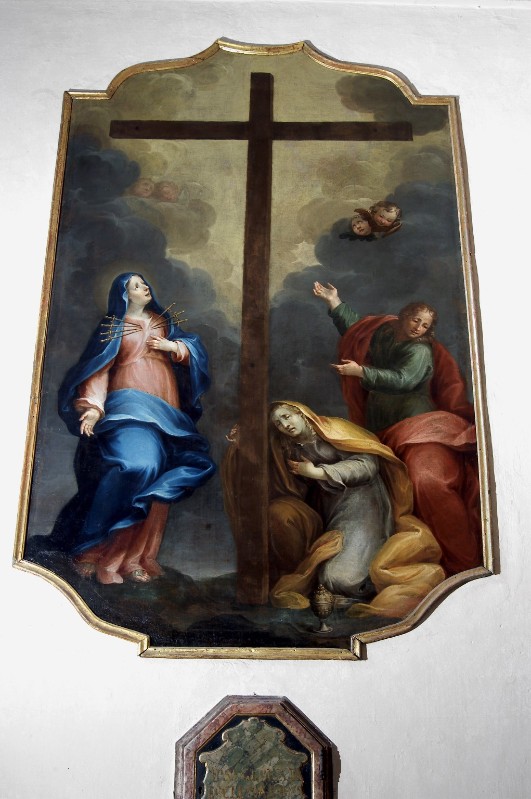 Ambito lombardo sec. XVII, Madonna addolorata ai piedi della croce