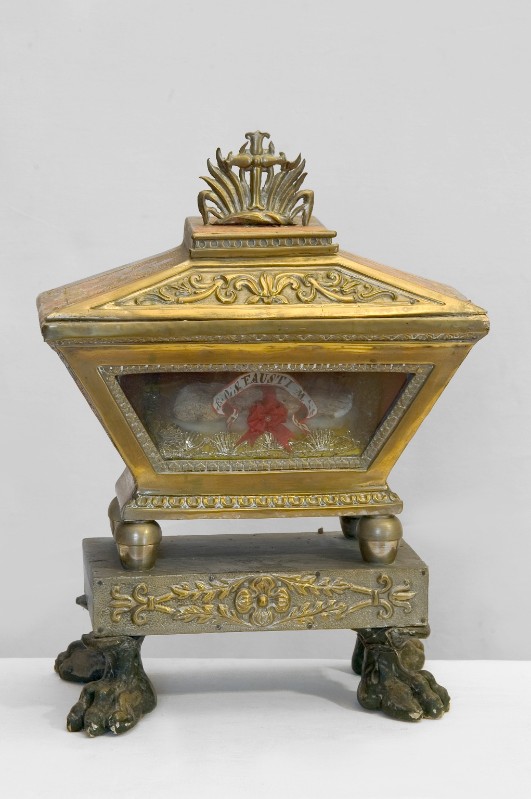 Bottega pavese sec. XIX, Reliquiario a urna di San Fausto