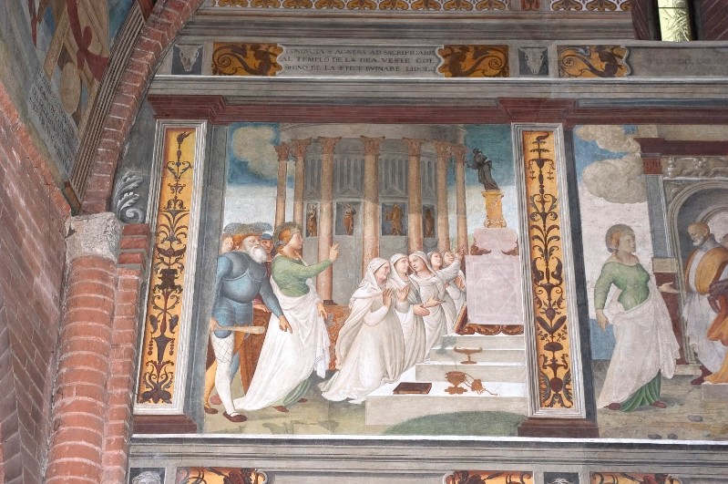 Maestro delle Storie di Sant'Agnese sec. XVI, Sant'Agnese fa cadere l'idolo