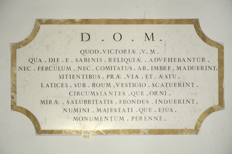 Ricci Sebastiano-Valeriani Orazio fine sec. XVIII, Lapide commemorativa