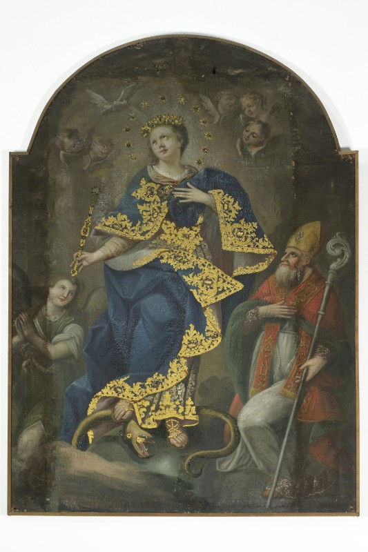 Ambito marchigiano sec. XVII, Madonna Immacolata con l'Arcangelo e San Vitale
