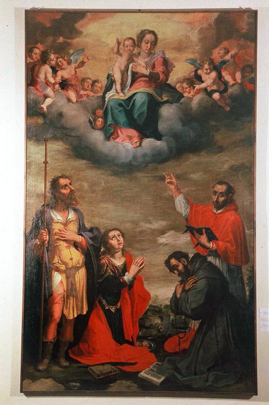 Bott. marchigiana sec. XVII, Cornice di Madonna con Bambino e Santi