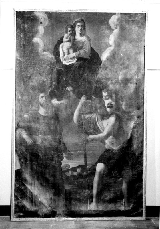 Anonimo baroccesco sec. XVI, Madonna con Bambino e i Santi Giacomo e Cristoforo
