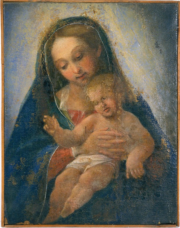 Scuola baroccesca inizio sec. XVII, Madonna con Bambino