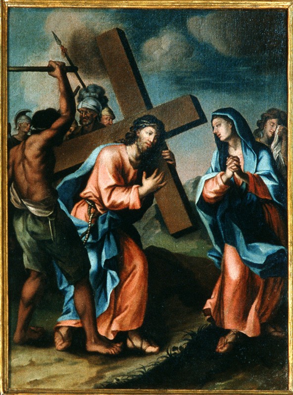 Ambito pesarese sec. XVII, Gesù incontra la Madonna