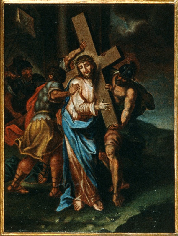 Ambito pesarese sec. XVII, Gesù caricato della croce