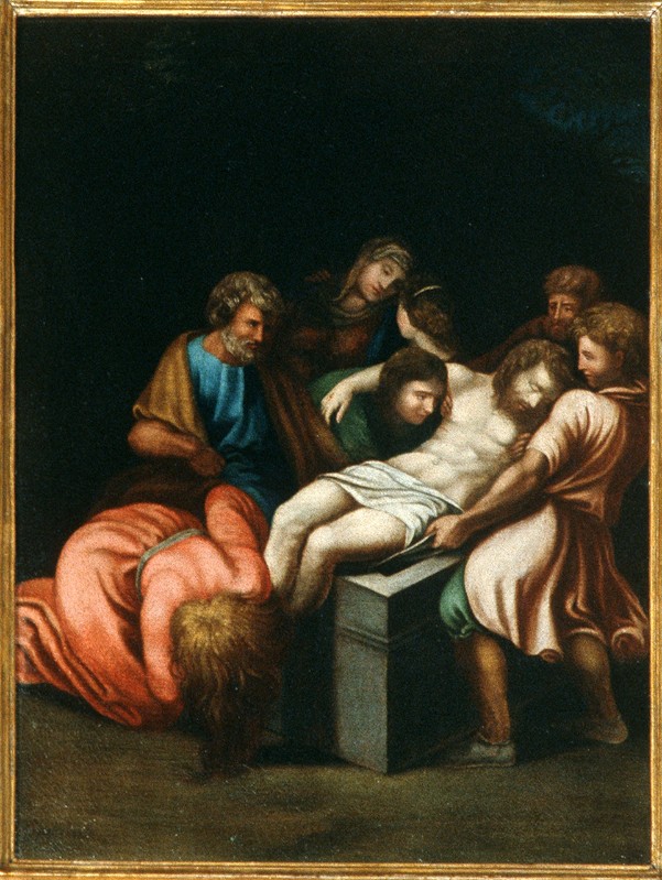 Ambito pesarese sec. XVII, Gesù deposto nel sepolcro