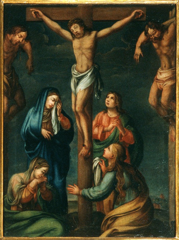 Ambito pesarese sec. XVII, Gesù innalzato e morto in croce