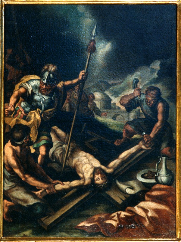 Ambito pesarese sec. XVII, Gesù inchiodato alla croce