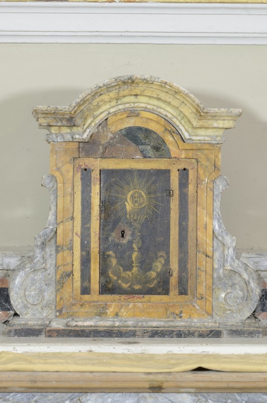 Bottega marchigiana sec. XVIII, Tabernacolo con timpano curvo