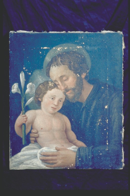 Bottega ferrarese sec. XV, San Giuseppe con Gesù Bambino
