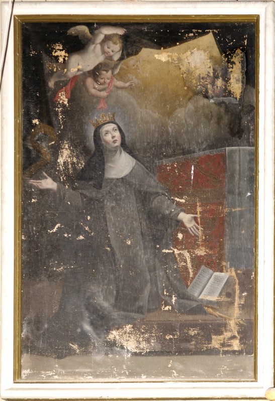 Ambito piemontese sec. XVIII, Santa monaca con corona e scettro