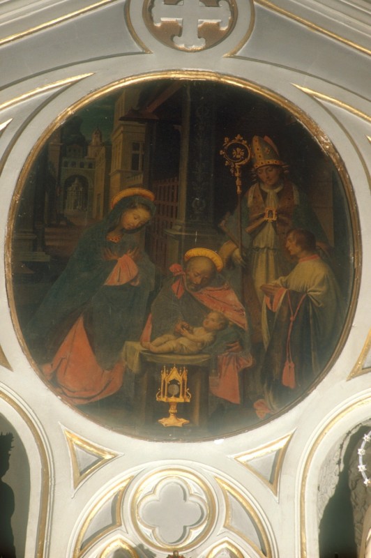 Bott. vercellese sec. XV, Sacra Famiglia con Santo vescovo e donatore