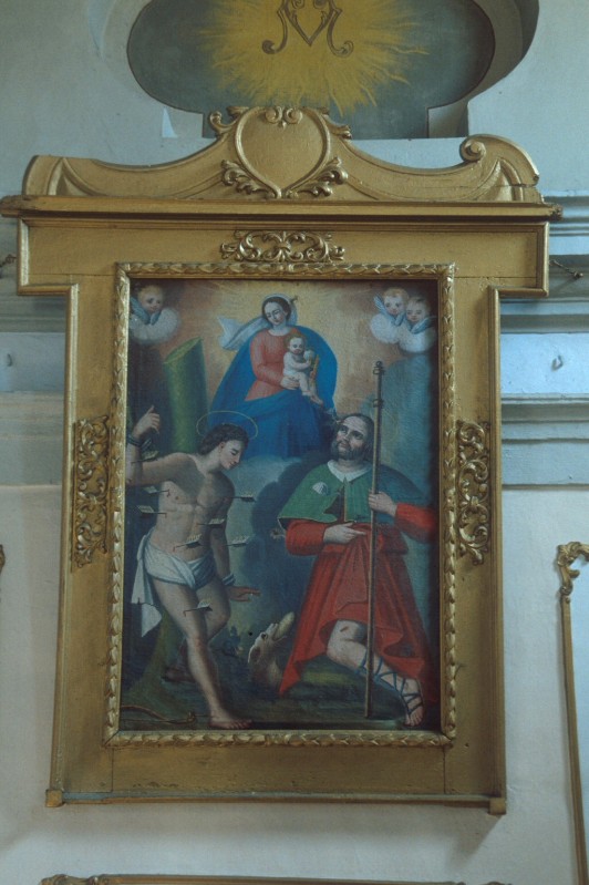 Ambito piemontese sec. XIX, Madonna con San Sebastiano e San Rocco