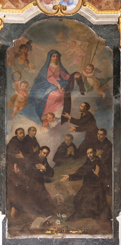 Ambito piemontese sec. XVIII, San Paolo della Croce con la Madonna e confratelli