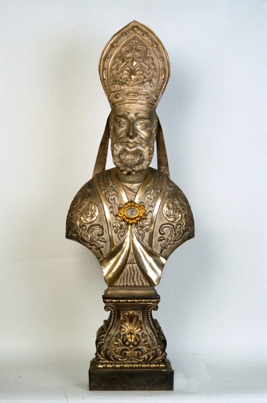 Ambito piemontese sec. XIX, Reliquiario a busto di Sant'Ubaldo