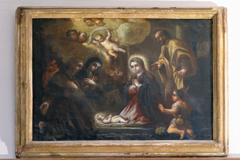 Bott. barlettana sec. XVIII, Natività con S. Chiara e San Francesco d' Assisi
