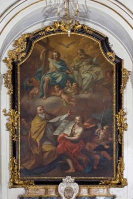 Bottega siciliana sec. XVIII, Cornice della Trinità che appare a S. Benedetto