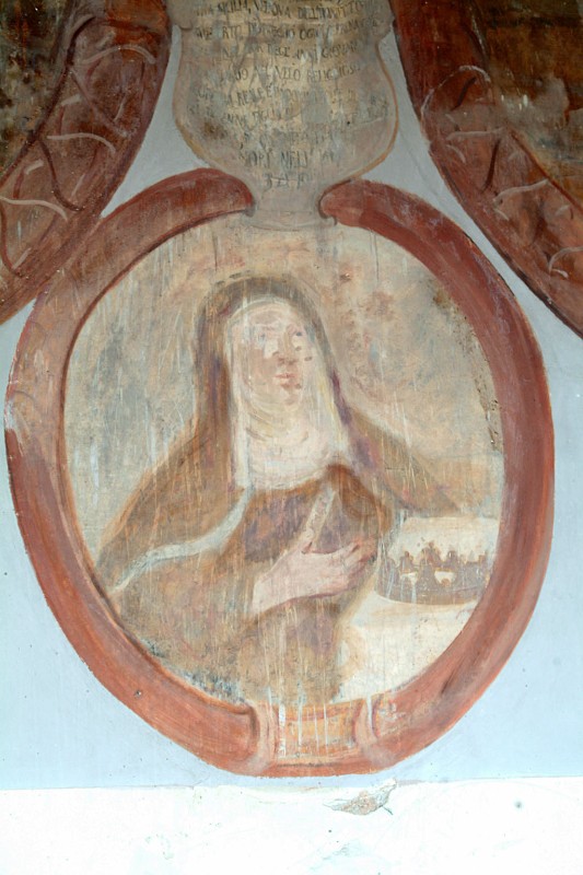 Bottega siciliana sec. XVIII, Affresco di Santa francescana con corona