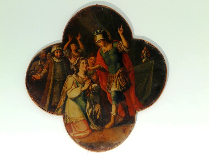 Ambito messinese sec. XVIII, Dipinto con San Sebastiano che guarisce Zoe