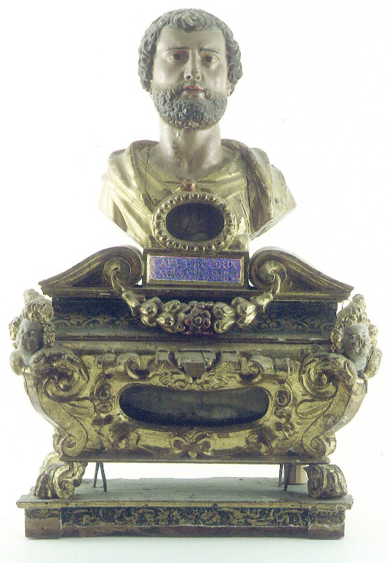 Bottega siciliana sec. XVIII, Reliquiario a busto di S. Saturnino