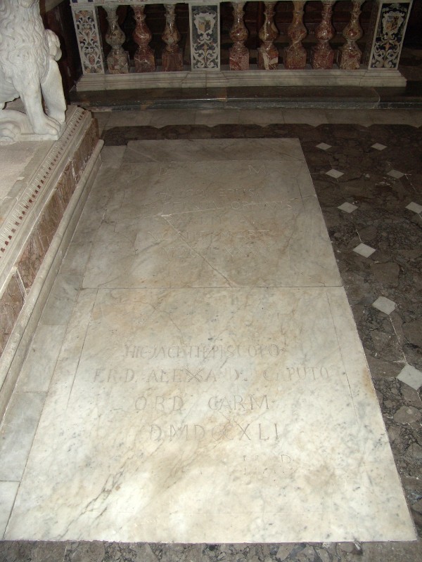 Bott. siciliana (1741), Lapide sepolcrale del vescovo Caputo