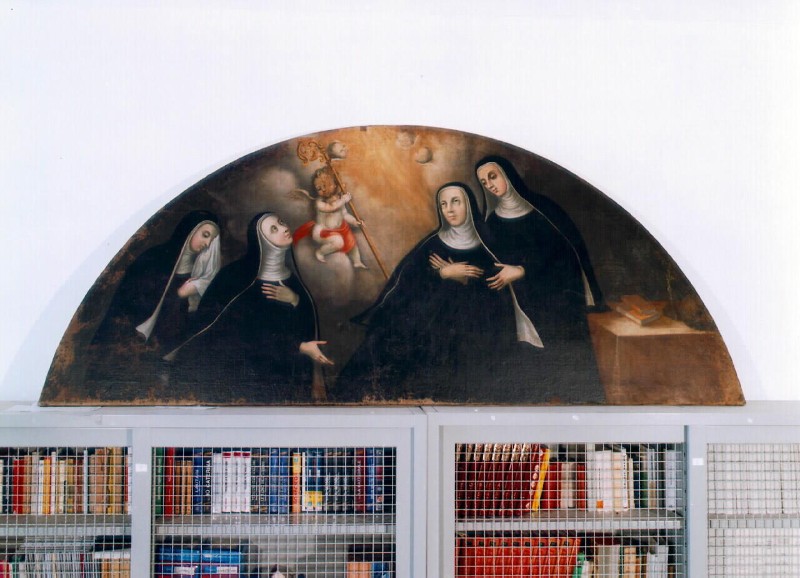 Bottega siciliana seconda metà sec. XVIII, Dipinto di Santa Gertrude e monache