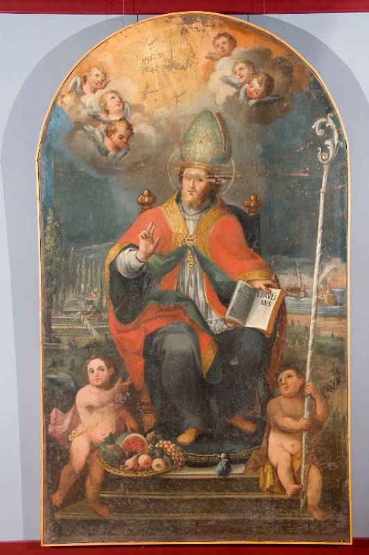 Bottega siciliana prima metà sec. XVII, Dipinto di San Paolino da Nola vescovo