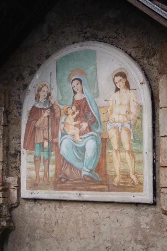 Bott. umbra sec. XIX, Madonna del Latte con San Sebastiano e San Rocco