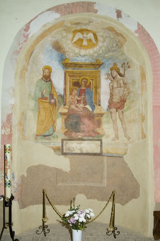 Ambito dell'Italia centr. sec. XVI, Affresco con Madonna, Bambino e Santi