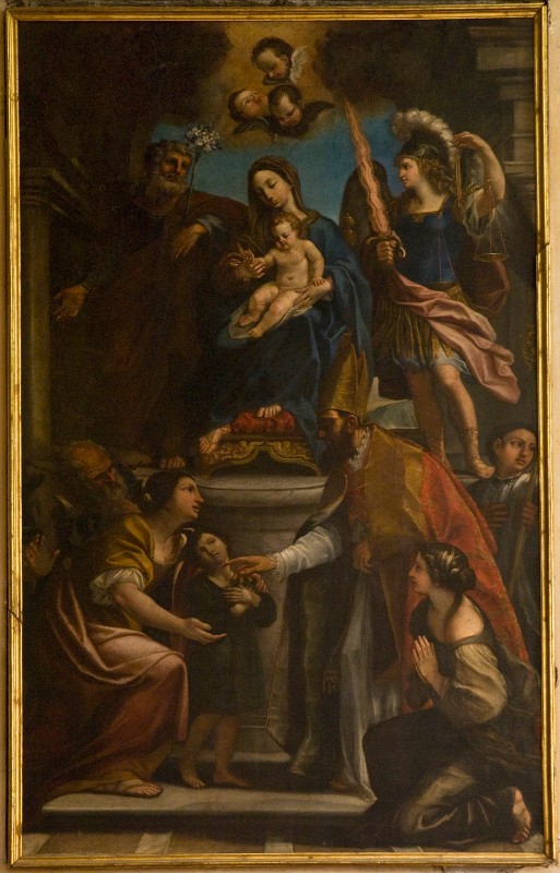 Micheli F. (1675), Miracolo di san Biagio Madonna con Bambino e santi