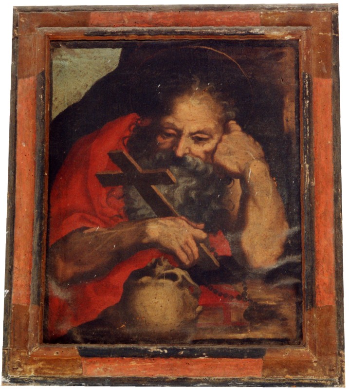 Ambito romano sec. XVII, San Girolamo in meditazione