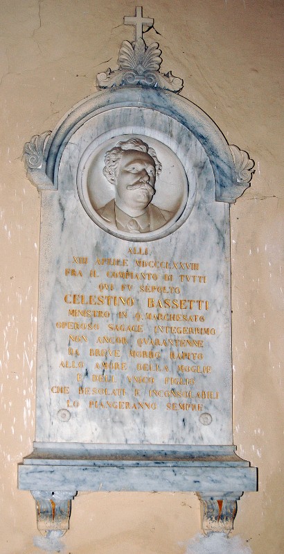 Bottega umbra (1878), Lapide funeraria di Celestino Bassetti