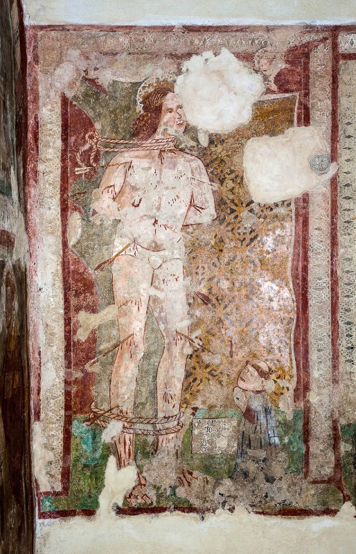 Ambito Italia centrale secc. XIV-XV, San Sebastiano con frate orante
