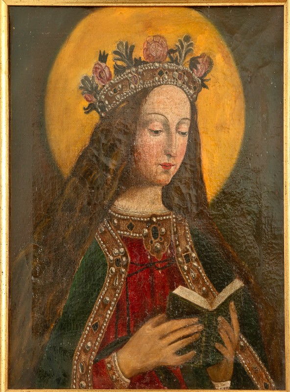 Ambito italiano sec. XVII, Dipinto raffigurante Santa con corona ornata di rose