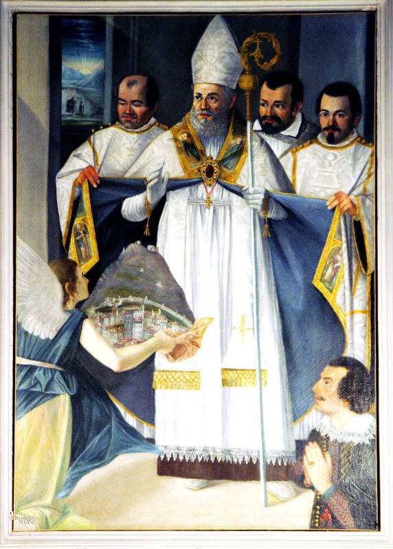 Brozzi Bernardino sec. XVII, Sant'Ubaldo riceve la città di Gubbio da un angelo