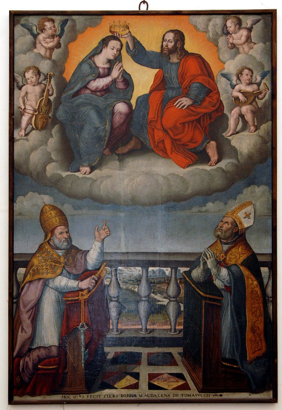 Ambito umbro sec. XVII, Incoronazione della Madonna tra angeli e Santi