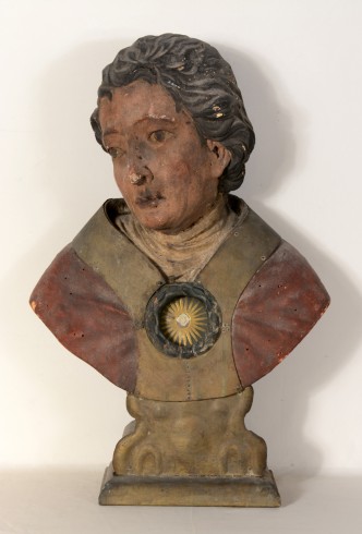 Bottega trentina seconda metà sec. XVII, Reliquiario a busto in legno 2/2
