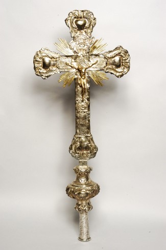 Bottega trentina seconda metà sec. XVIII, Croce astile in argento